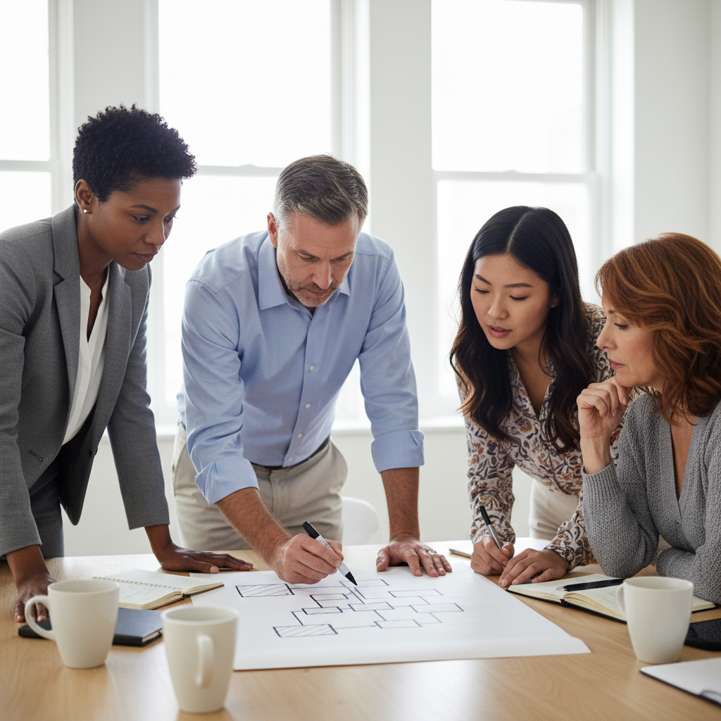 A working session around a table